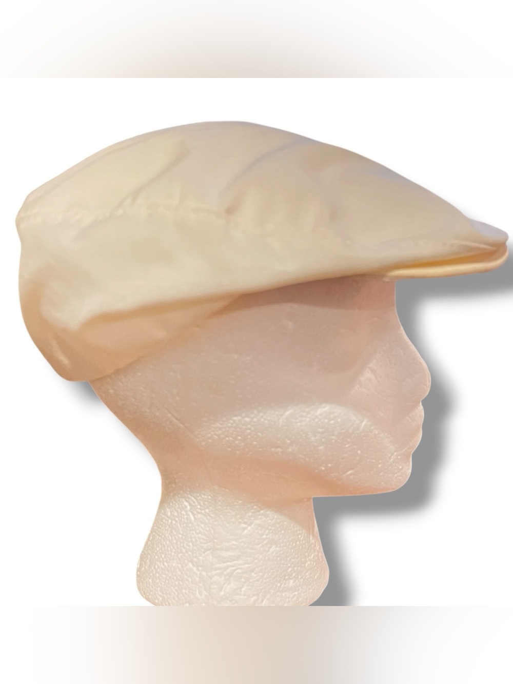 Vintage Made In USA Los Angeles Newsboy Cap Hat White Polyester Linen Sz M D3